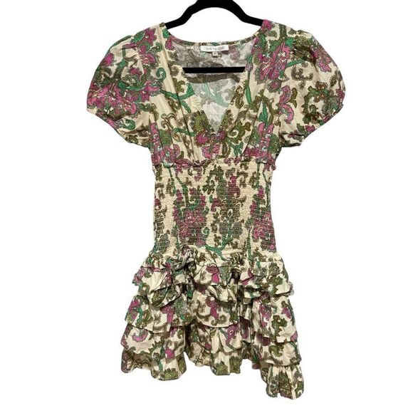 Anthropologie Love The Label Veronika Floral Puff Sleeve Dress in Brandyvine - Picture 2 of 7